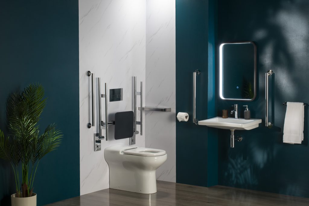 Back to Wall Wc + Basin Roomset Chrome Anthracite Br Option 1